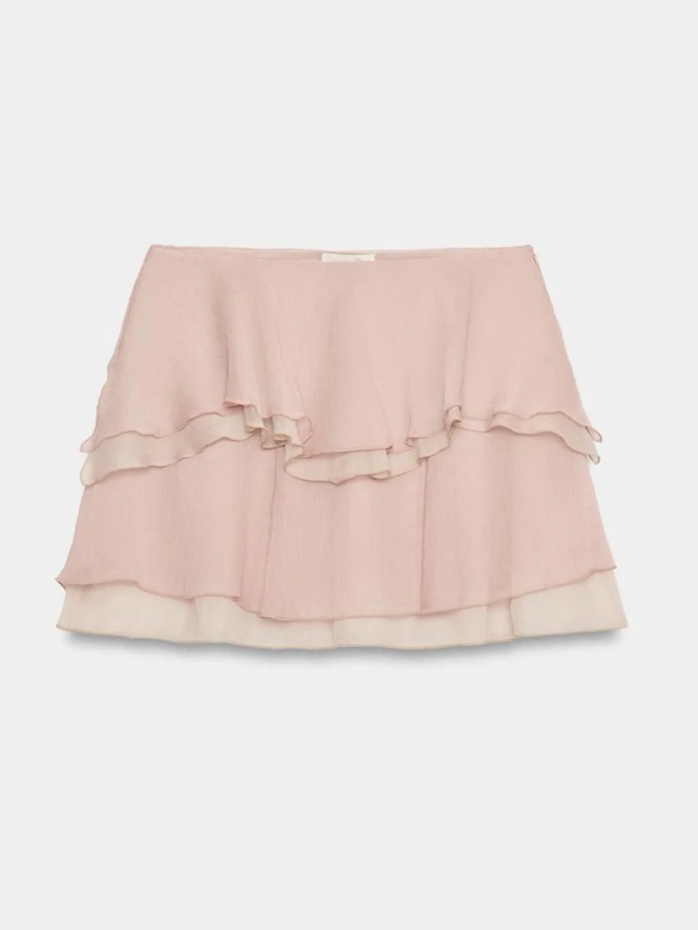 Zara NWT Dusty pink Tiered layered Ruffle Mini Skirt